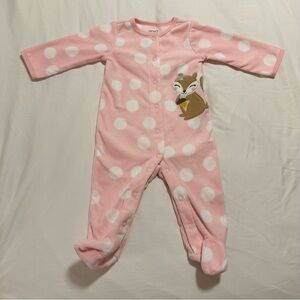 NWOT Carter’s Pink Polka Dot Baby Long Sleeves One Piece Footies Size 6M